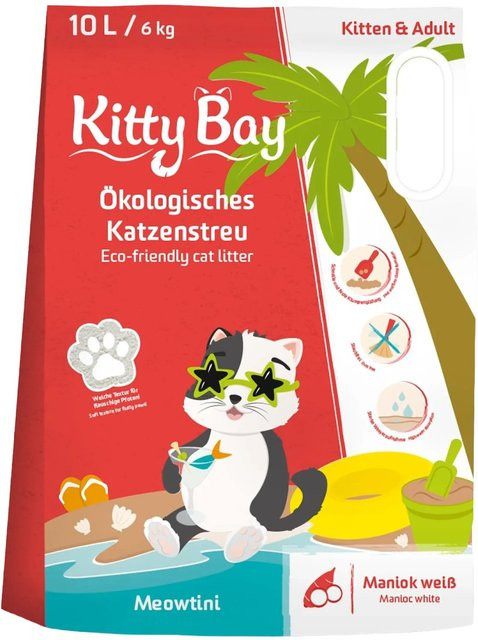 Kitty Bay Katzenstreu Meowtini Maniokmehl Weiß 10 Liter - Bild 1