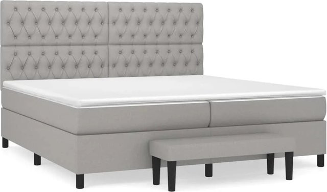 vidaXL Boxspringbett Hybrid mit Matratze und Kopfteil, Grau, B/T: 200 x 200 cm - Bild 1