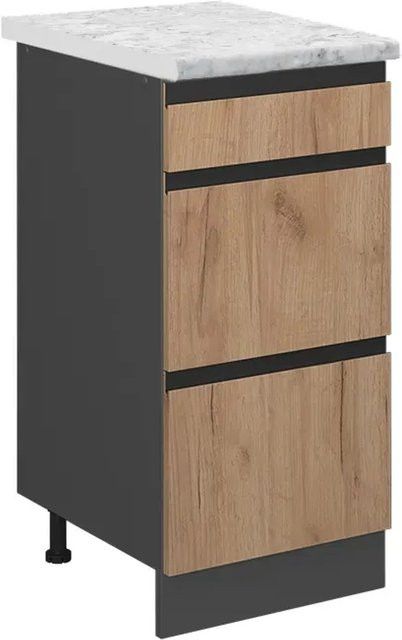 Vicco R-Line Schubladenschrank für die Küche in Goldkraft Eiche und Anthrazit mit Marmor-Optik, Breite: 40 cm - Bild 1