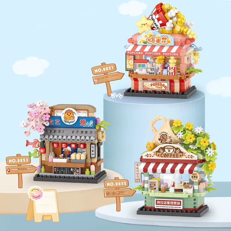 LOZ Street Shop Mini Bricks Bausteine Spielzeug Milchteeladen und Popcorn Shop in Mehrfarbig - Bild 1