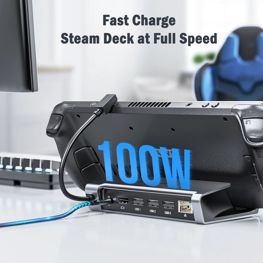 Lemorele X23L 6-in-1 USB-C Dockingstation mit 4K HDMI, RJ45 Ethernet und 100W PD für Steam Deck, PC und andere Geräte - Bild 5