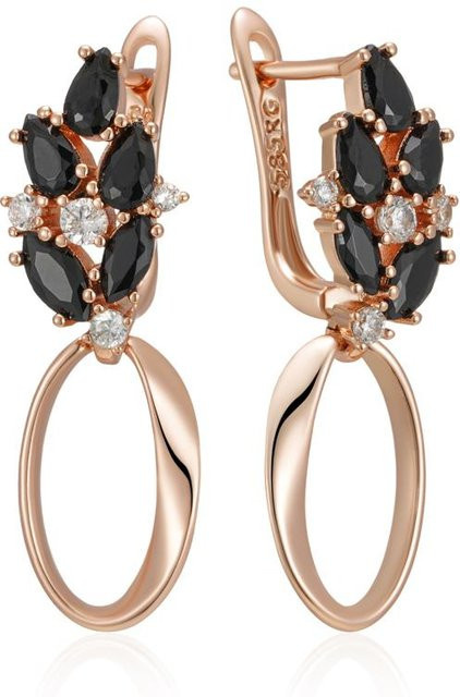 Hängeohrring Rosegoldfarben, Schwarzer Zirkon, Damen - Bild 1