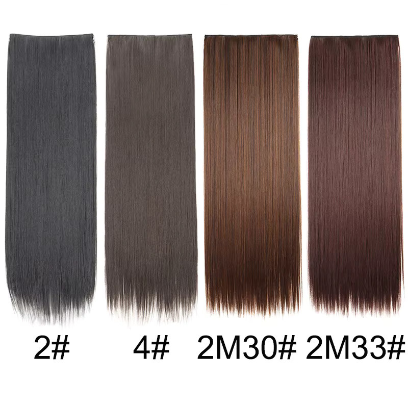 WIGSIN Clip-in-Haarverlängerung, synthetisch, lang, gerade, schwarzbraun, Damen - Bild 1