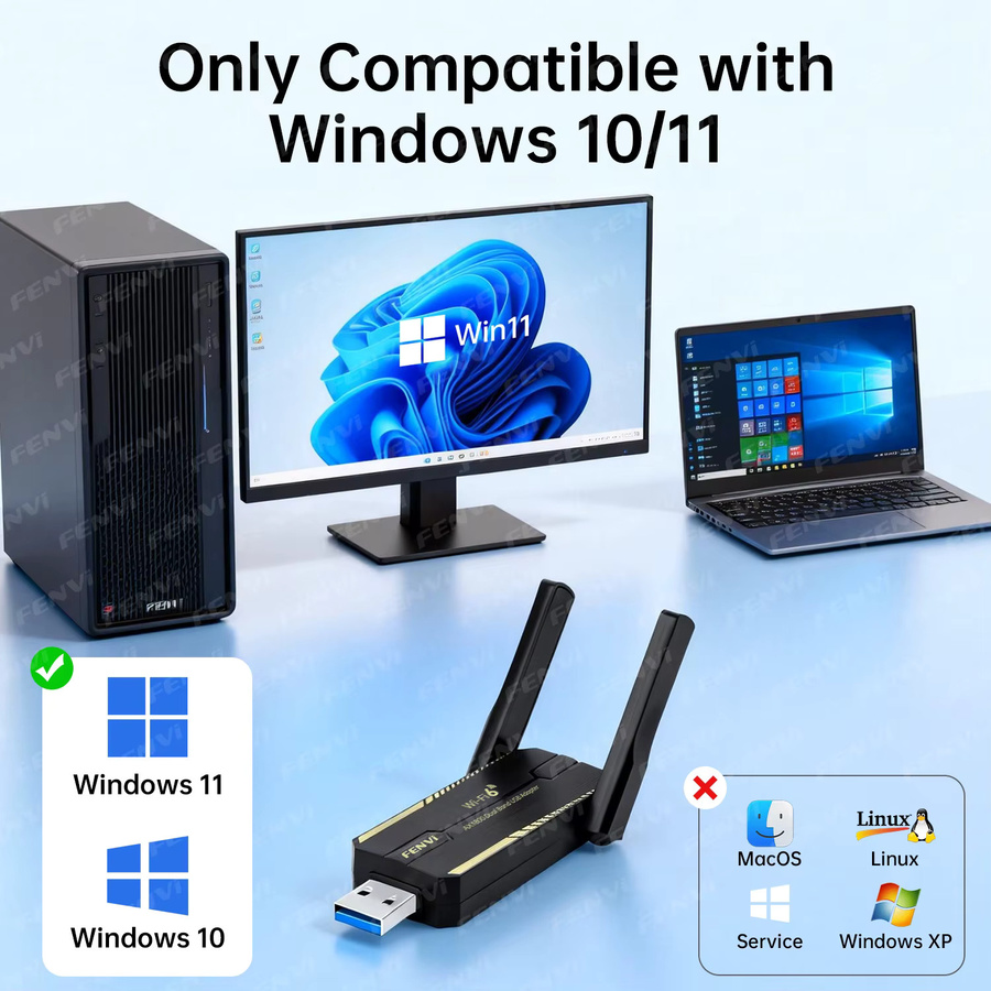 FENVI WiFi 6 AX1800 USB-Adapter Dual Band 5 GHz/2,4 GHz USB 3.0 Netzwerkkarte WiFi-Dongle mit MU-MIMO für Windows 10/11 - Bild 4