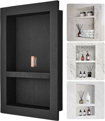 VEVOR Duschnische zum Befliesen in Schwarz, Doppellagig und Wasserdicht, B/H: 40,64 x 60,96 cm - Bild 1