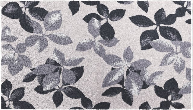 Badematte UMBRIA mit floralem Design, rutschfest und schnelltrocknend, Farben: Braun, Grau, Schwarz - Bild 1