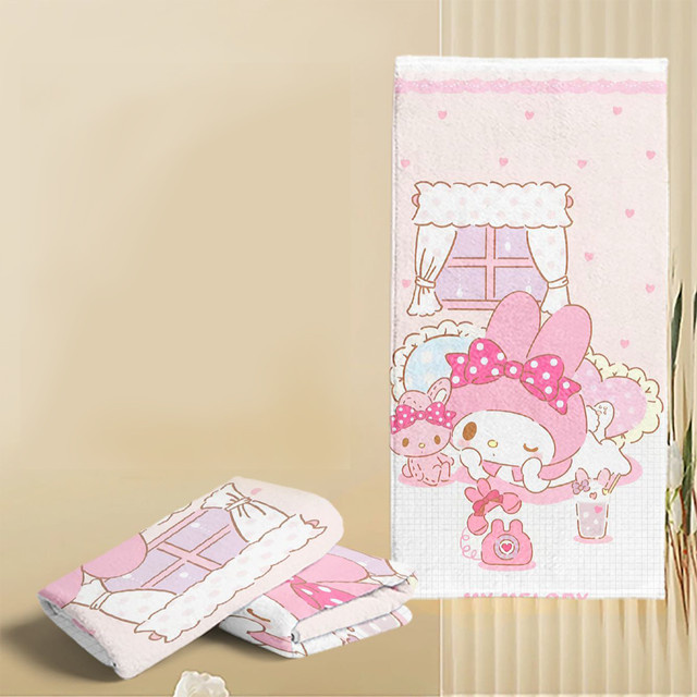 Sanrio Kinder-Handtuch mit Cartoon-Motiv, weiches Badetuch für Kinder in Pink, Breite: 60 cm, Höhe: 40 cm - Bild 1