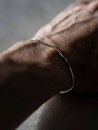 Armband Edelstahl, Silber, Damen, Schlangenknochen Kette