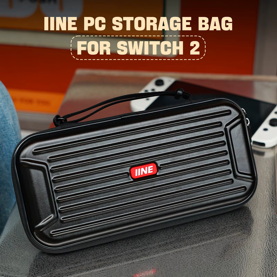 IINE PC-Aufbewahrungstasche für Nintendo Switch 2 und NS2 in Schwarz mit Dual-Layer-Schutz und spritzwasserabweisender Oberfläche - Bild 2