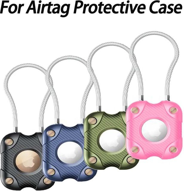 Apple AirTag Halter mit Drahtkabel und sicherem Verschluss als Schlüsselanhänger in Grün - Bild 1