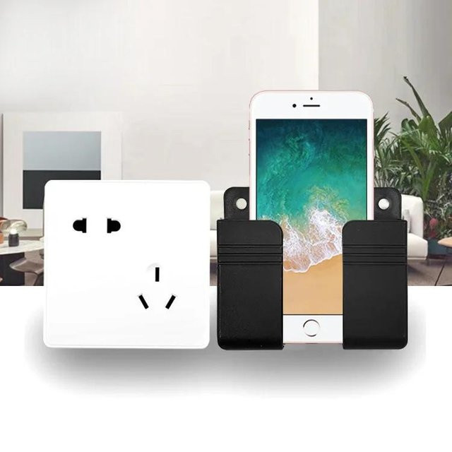 Universelle Handy-Wandhalterung als Ladehaken und Hängeständer für Huawei, iPhone und Xiaomi in Schwarz - Bild 1
