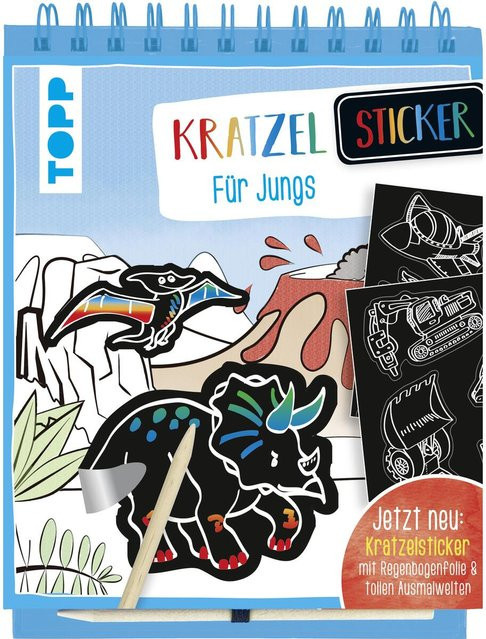 frechverlag GmbH Kratzel-Stickerbuch Dinosaurier, Jungen, Pappe / Karton - Bild 1