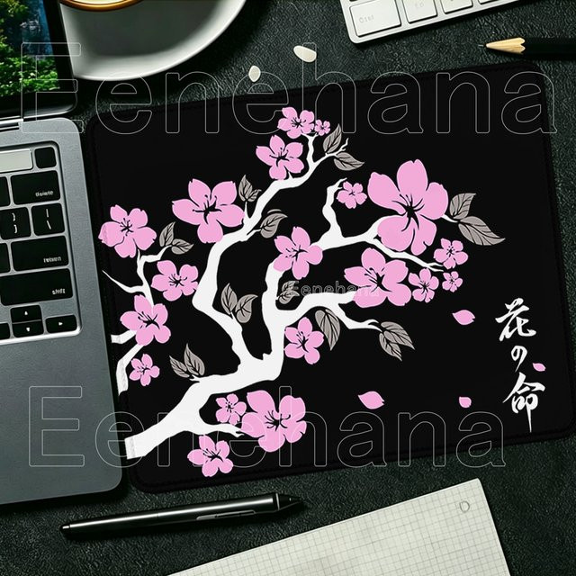 Eenehana Mauspad mit Sakura-Kunstdesign in Multicolour für Gaming und Büro - Bild 1