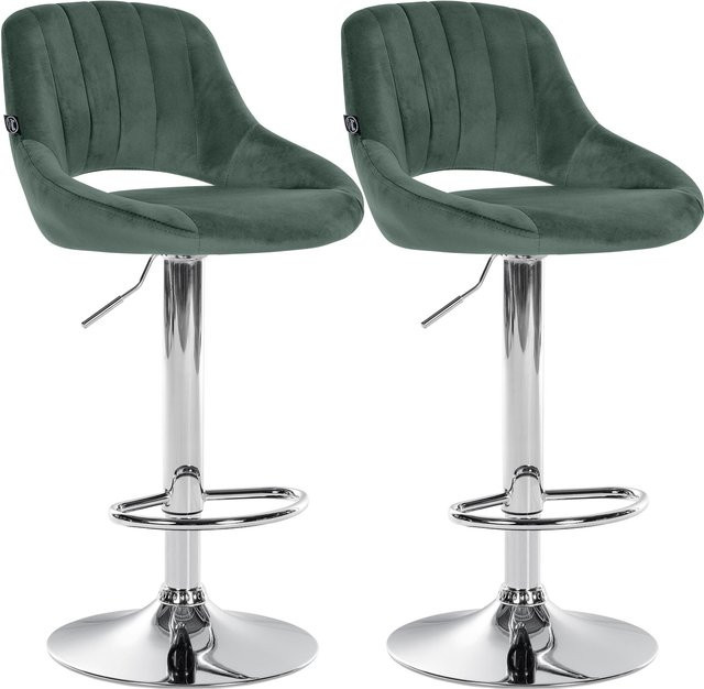 CLP Barhocker 2er Set Milet höhenverstellbar mit Lehne, gepolsterte Barstühle mit Samtbezug und drehbarem Metallgestell - Bild 1