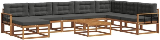 vidaXL Outdoor-Sofagarnitur 9-teilig aus Akazienholz mit Kissen in Anthrazit und Natur - Bild 1