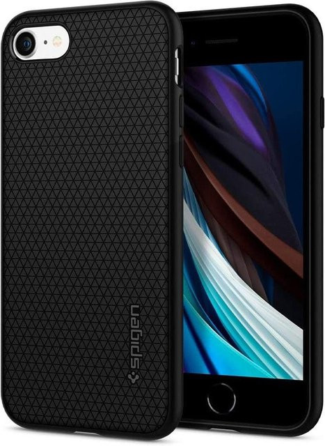 Spigen Liquid Air Schutzhülle für Apple iPhone SE (2022), iPhone SE (2020), iPhone 8 und iPhone 7 in Schwarz - Bild 1