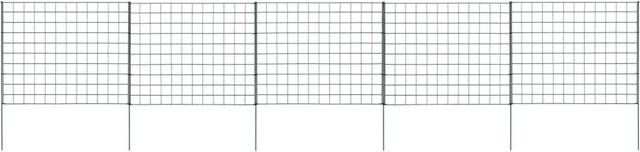 vidaXL Gartenzaun Set aus grün pulverbeschichtetem Stahldraht für die Bodenmontage, Höhe: 77,5 cm, Breite: 64 cm - Bild 1