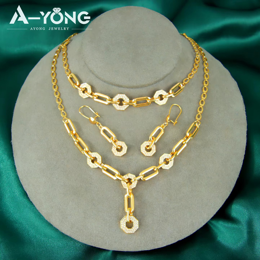 A-YONG AYONG JEWELRY Schmuck-Set, Gold, Zirkonia, Damen, Vintage - Bild 2