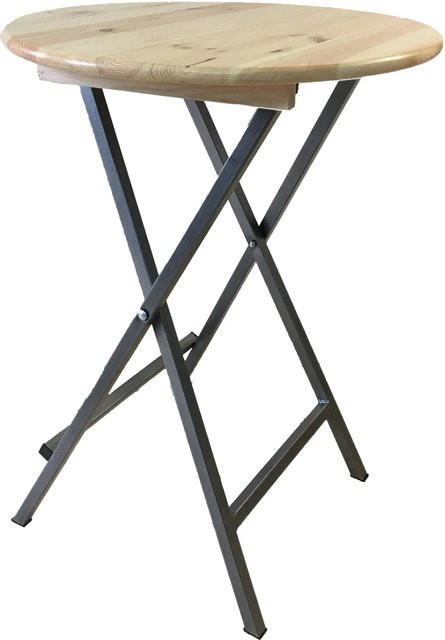 Klappbarer runder Stehtisch aus Holz und Metall in Braun und Silber, Durchmesser: 78 cm, Höhe: 110 cm - Bild 1