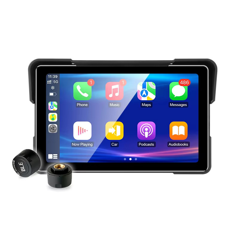 srnubi Drahtloses CarPlay und Android Auto Motorrad Display mit GPS Navigation und IPX7 Wasserdichtigkeit, Farbe: Schwarz, Displaygröße: 5,5 Zoll - Bild 7