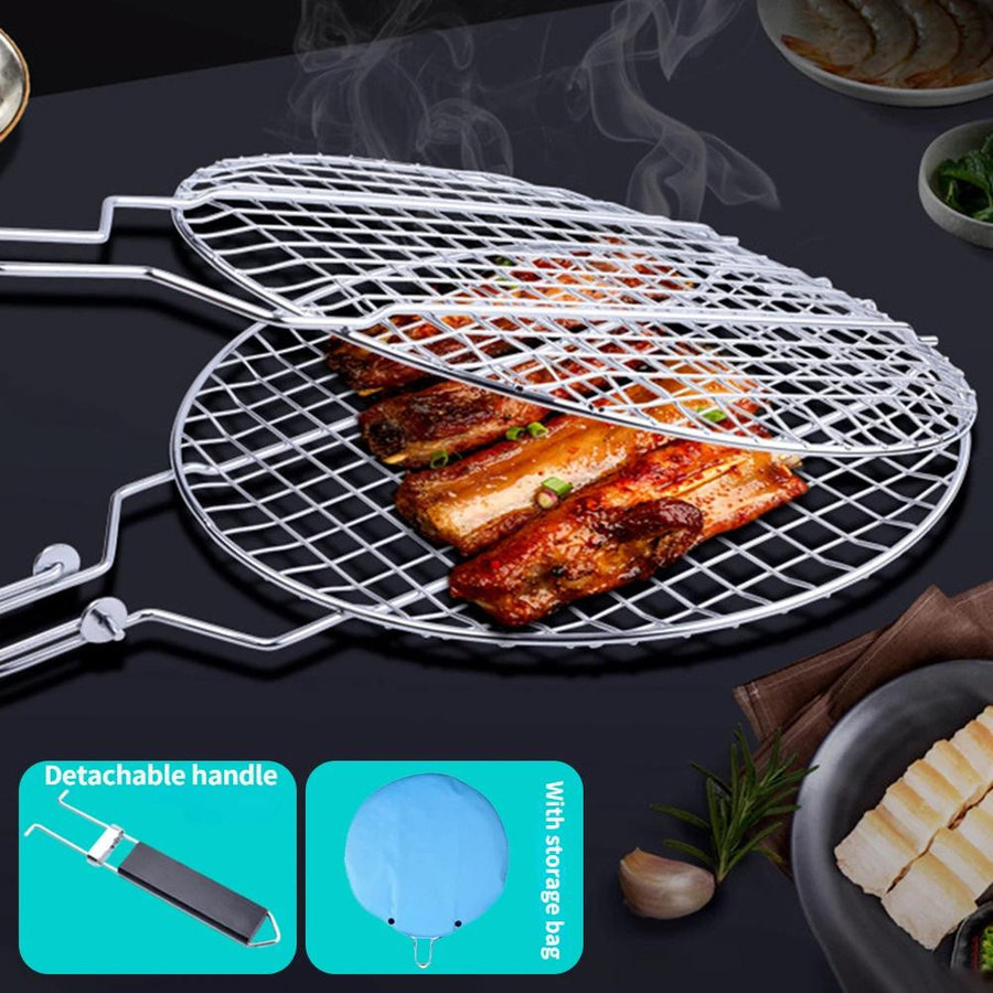 Yiran Furniture Antihaft-Grillkorb aus 304 Edelstahl in Silber für Fleisch und Gemüse - Bild 3