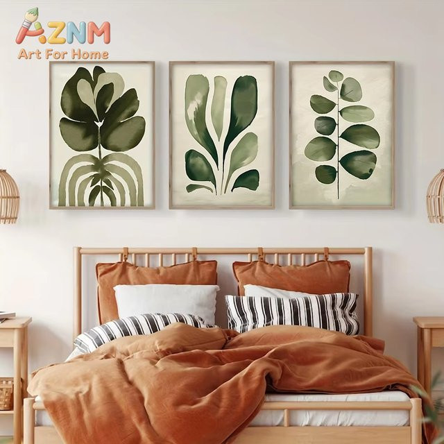 AZNM Boho Botanische Poster Set mit Grünpflanzen und Blumen in abstrakter Sommer-Wandkunst für deine Heimdekoration - Bild 1