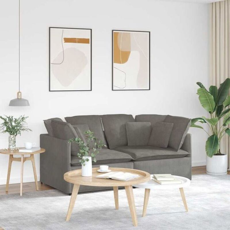 Modulares Sofa Vidaxl in Grau aus Cordstoff mit Kissen im modernen Design - Bild 1