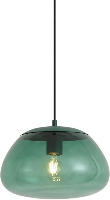 QAZQA Giselle Retro Pendelleuchte aus grünem Glas und Metall, dimmbar, E27, Farbe: Grün/Schwarz - Bild 1