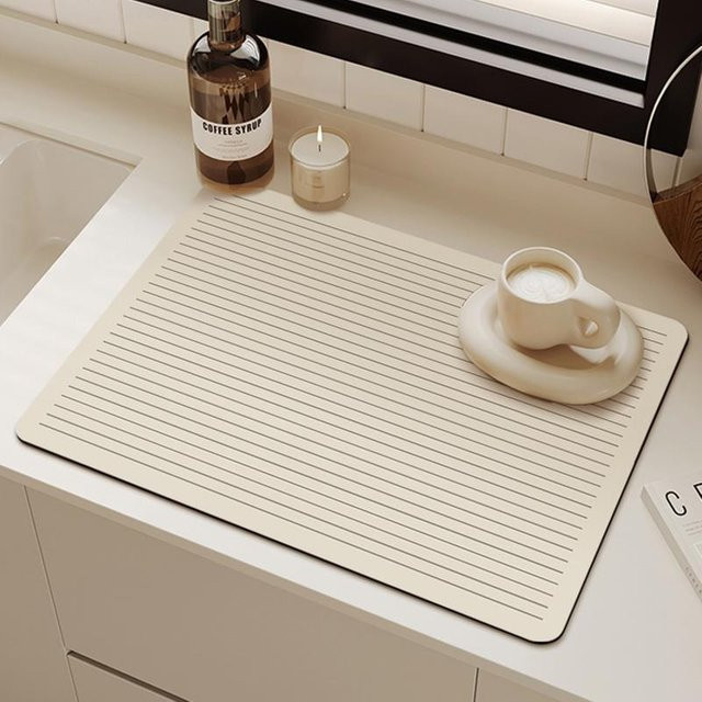 Rutschfestes Abtropfpad für Küchenarbeitsplatten und Kaffeemaschinen, wasserdichtes Pad für Esstisch und Barcounter, Farbe: Beige, Breite: 60 cm, Tiefe: 40 cm - Bild 1