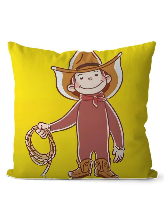 G-george The Curious Monkey Kissenbezug aus weichem Plüsch in Weiß und Gelb, quadratisch, B/B: 30 x 30 cm - Bild 3