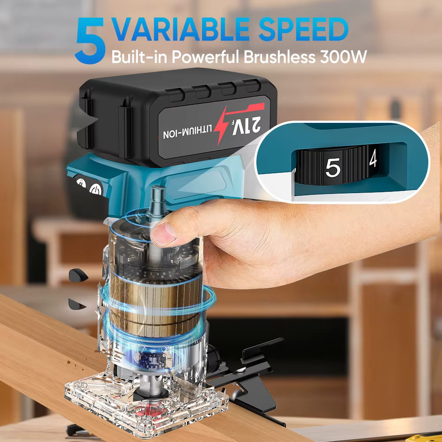 DWiusty Elektrischer Handtrimmer mit bürstenlosem Motor und Fräsfunktion in Blau - Bild 5