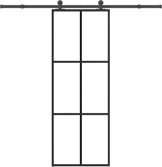 vidaXL Schiebetür modern aus ESG-Glas und Aluminium in Schwarz und Transparent, B/H: 76 x 205 cm - Bild 1