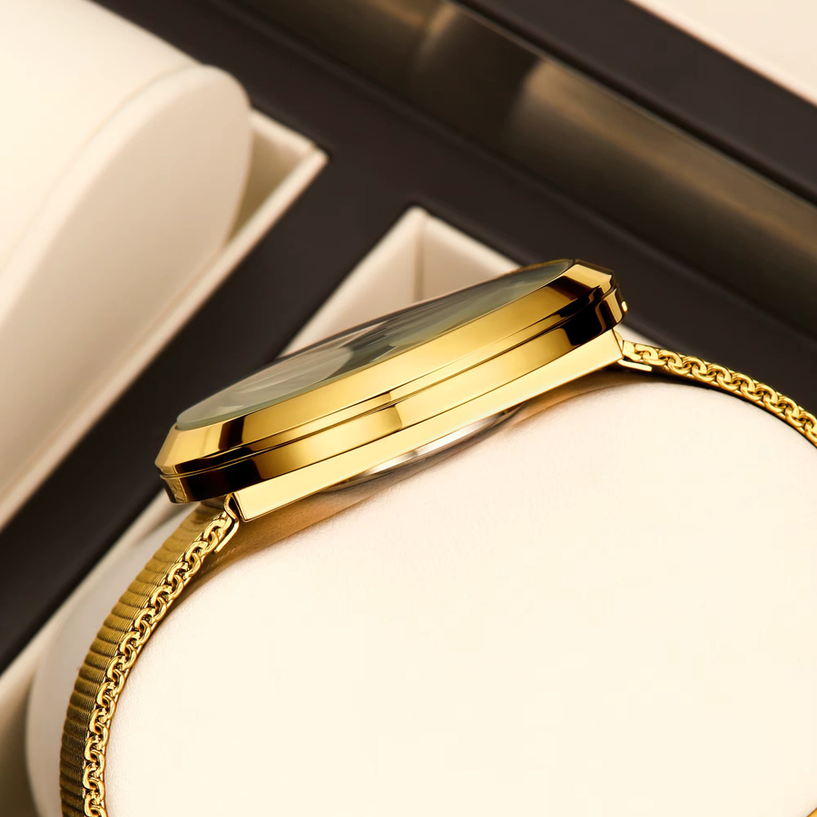 YaLaLuSi Armbanduhr Quarz, Gold, Grün, Milanaise, Damen - Bild 4