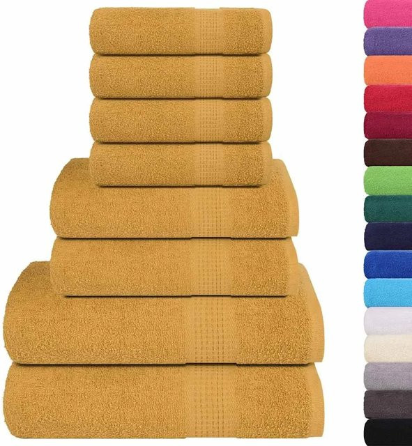 vidaXL 8-teiliges Handtuch-Set aus 100% Baumwolle in Gold, 360 g/m² - Bild 1