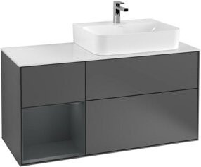Villeroy & Boch Finion Waschtischunterschrank mit Abdeckplatte, Anthrazit lackiert, Breite: 120 cm, Tiefe: 50,1 cm, Höhe: 50,1 cm - Bild 1