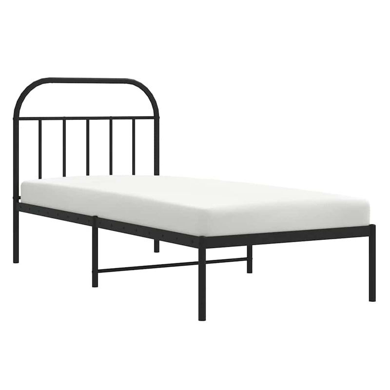 Vidaxl Metall-Bettgestell mit Kopfteil in Schwarz, B/L: 90 x 200 cm - Bild 3