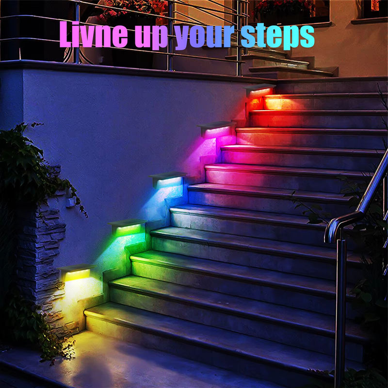 T-SUNRISE Solar LED Außenleuchte für Treppen und Stufen mit RGB/3000k/6000k Lichtoptionen, IP65 wetterfest, Mehrfarbig - Bild 5