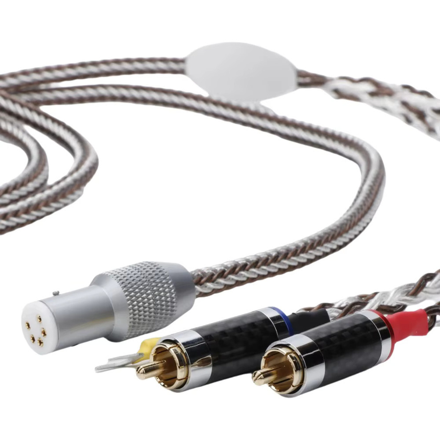 Preffair 5-Pin-DIN zu 2RCA Phono-Kabel, OCC versilbertes Tonarmkabel in Silber mit RCA-Stecker und Erdungsdraht - Bild 4