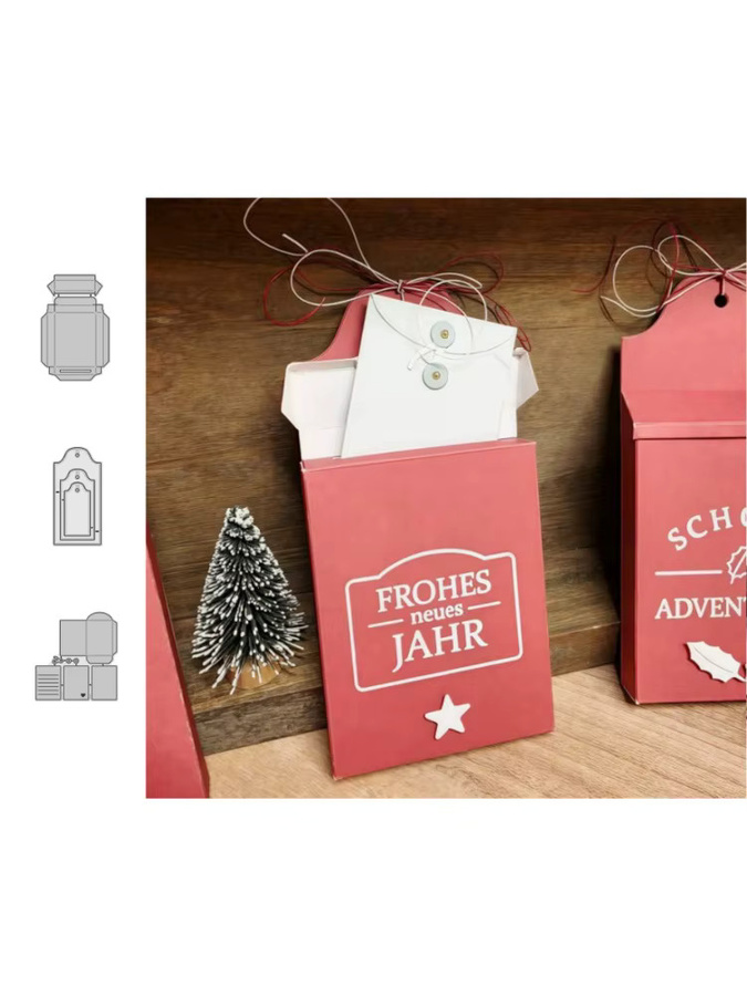 Metall-Stanzformen für DIY Scrapbooking und Kartenherstellung mit Briefkasten, Basislabel und rechteckigem Umschlag zur Prägung und Basteldekoration - Bild 4