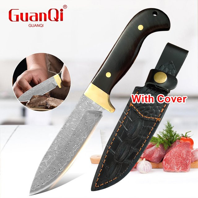 GuanQi Japanisches Küchenmesser aus Damaszener Stahl mit VG10 Klinge und ergonomischem Ebenholzgriff in Silber - Bild 1
