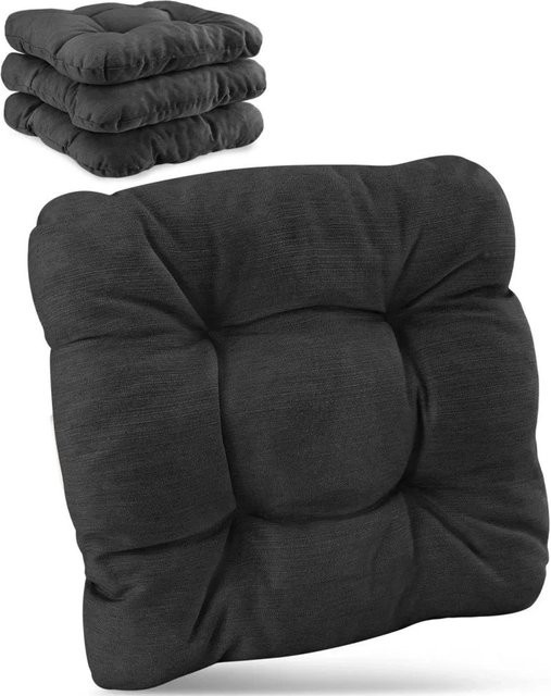 Beautissu 4er Set Premium Stuhlkissen HighLux SK in Anthrazit, B/T/H: 35 x 35 x 8 cm - Bild 1
