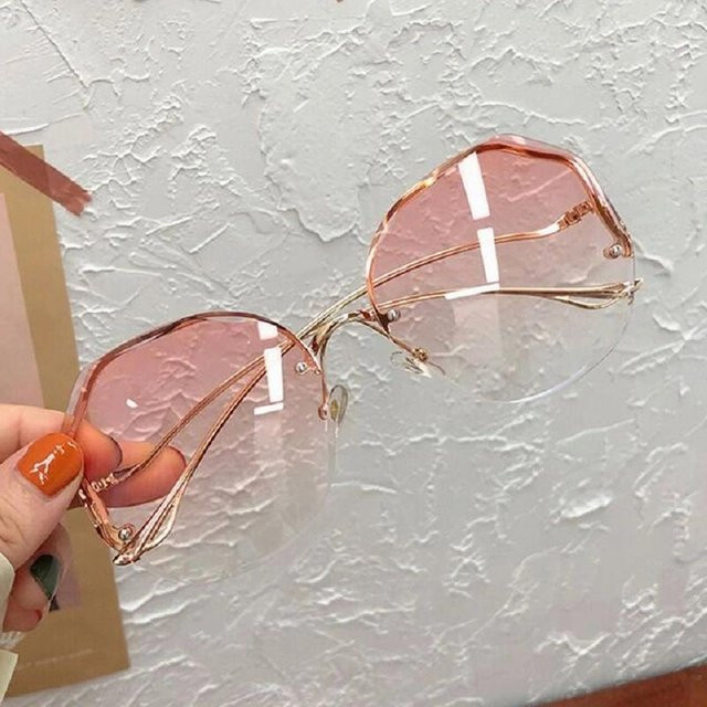 Yiran toy Sonnenbrille randlos, rund, Metall, Unisex, grau pink - Bild 1