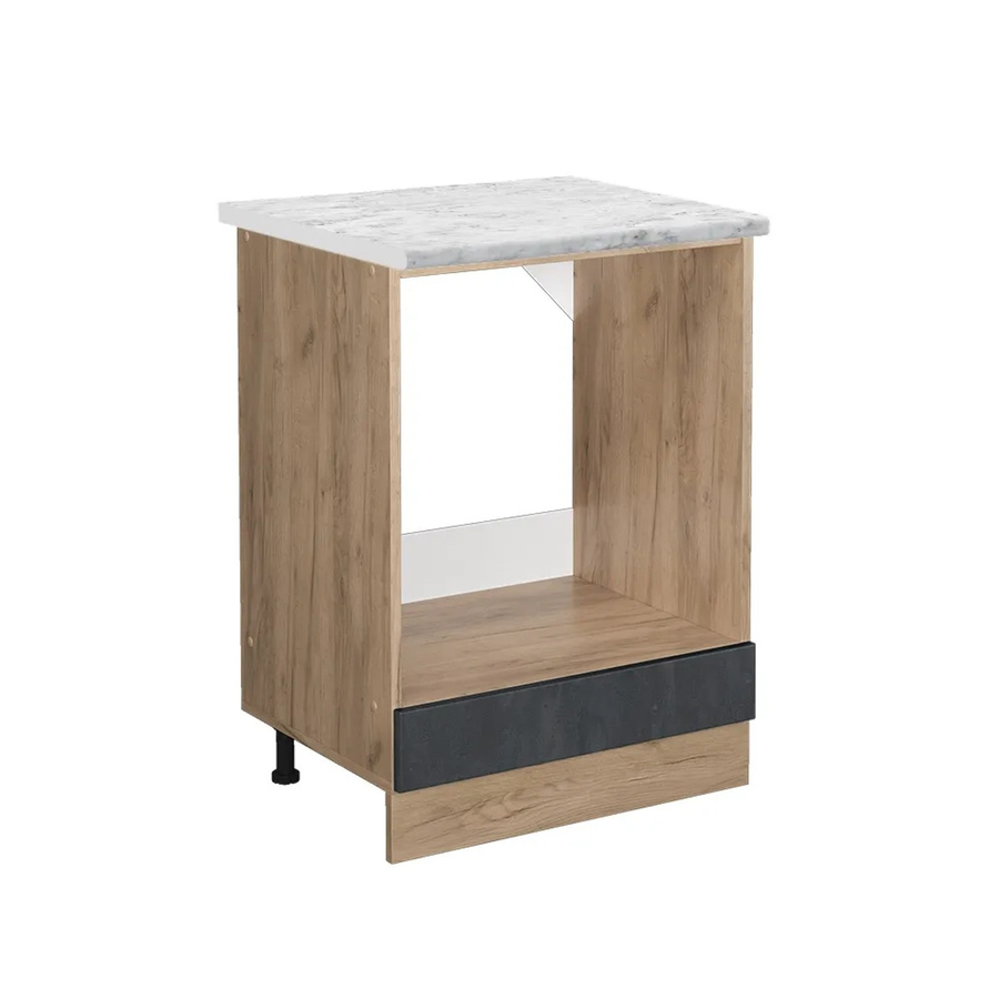 Vicco Herdumbauschrank R-Line in Schwarz, Beton und Goldkraft Eiche mit Marmor-Optik, Breite: 60 cm - Bild 2