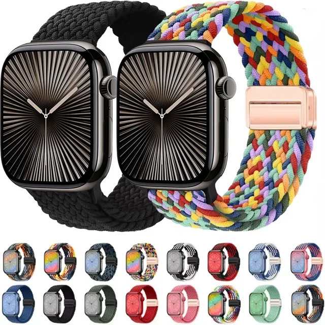 YIBEIZHI Uhrenarmband Nylon, geflochten, Metall-Magnetarmband, Unisex, Bunt - Bild 1