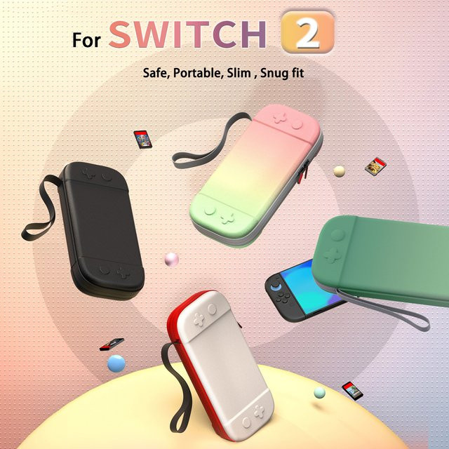 EAV Nylon tragbare Hartschalen-Aufbewahrungstasche für Nintendo Switch 2 in Beige mit Kartensteckplatz, wasserdicht und Anti-Drop-Schutz - Bild 1