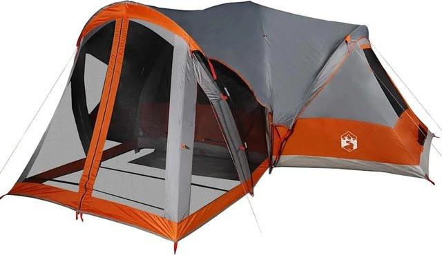 vidaXL Tipi-Familienzelt für 8 Personen in Grau und Orange, wasserdicht, Modell 94739 - Bild 1