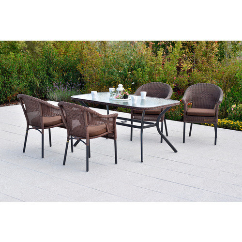 Merxx Gartenmöbel-Diningset Ravenna 5-teilig aus Aluminium in Braun mit Glastisch - Bild 2