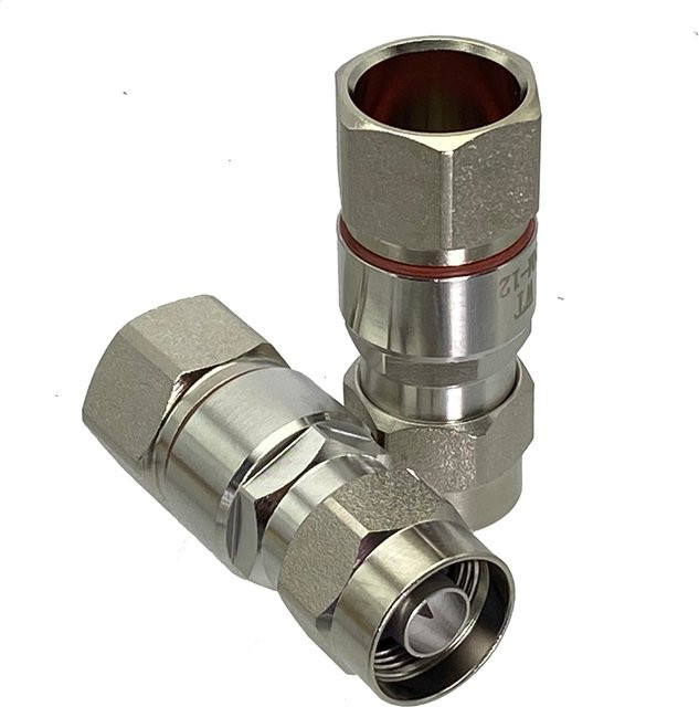 N-Steckerklemme für 1/2 Zoll Wellkabel als RF-Koaxialstecker Adapter und Drahtklemme in Silber - Bild 1