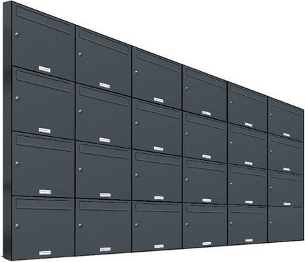 AL Briefkasten für 23 Parteien, Aufputzmontage, grau, B/H/T: 229,8 x 136,8 x 11,6 cm - Bild 1