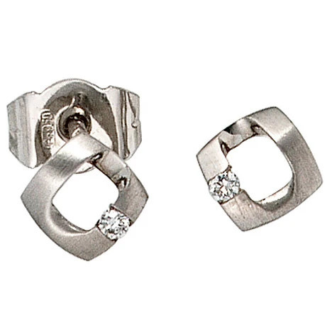 Colfem Ohrstecker 950 Platin, matt, 2 Diamanten, Damen - Bild 1